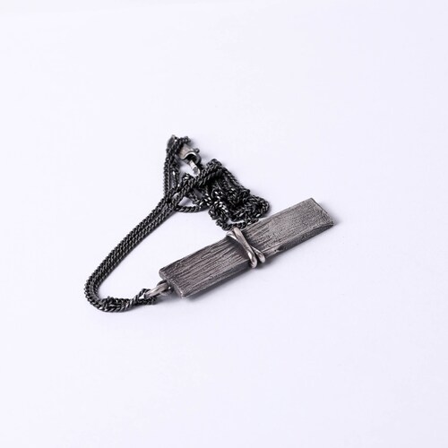 Man shops Necklace Wire Wrapped Bar Pendant Necklace for Men in Sterling Silver