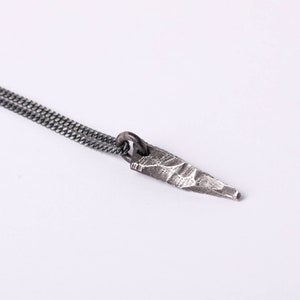 Mens Necklace Rustic Dark Pendant for Men in Sterling Silver image 3