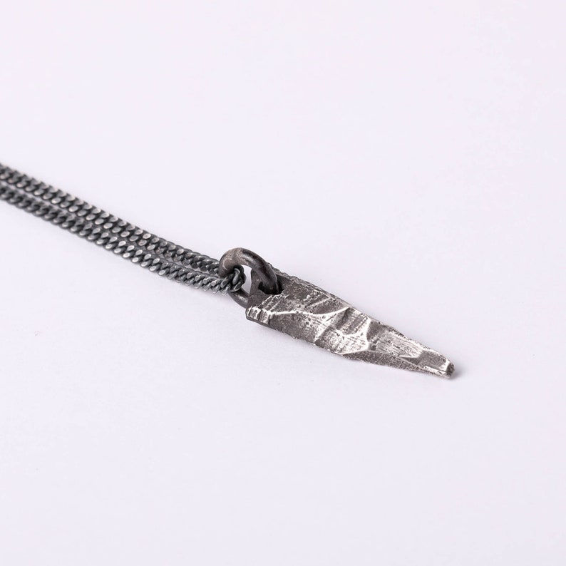 Mens Necklace Rustic Dark Pendant for Men in Sterling Silver image 3