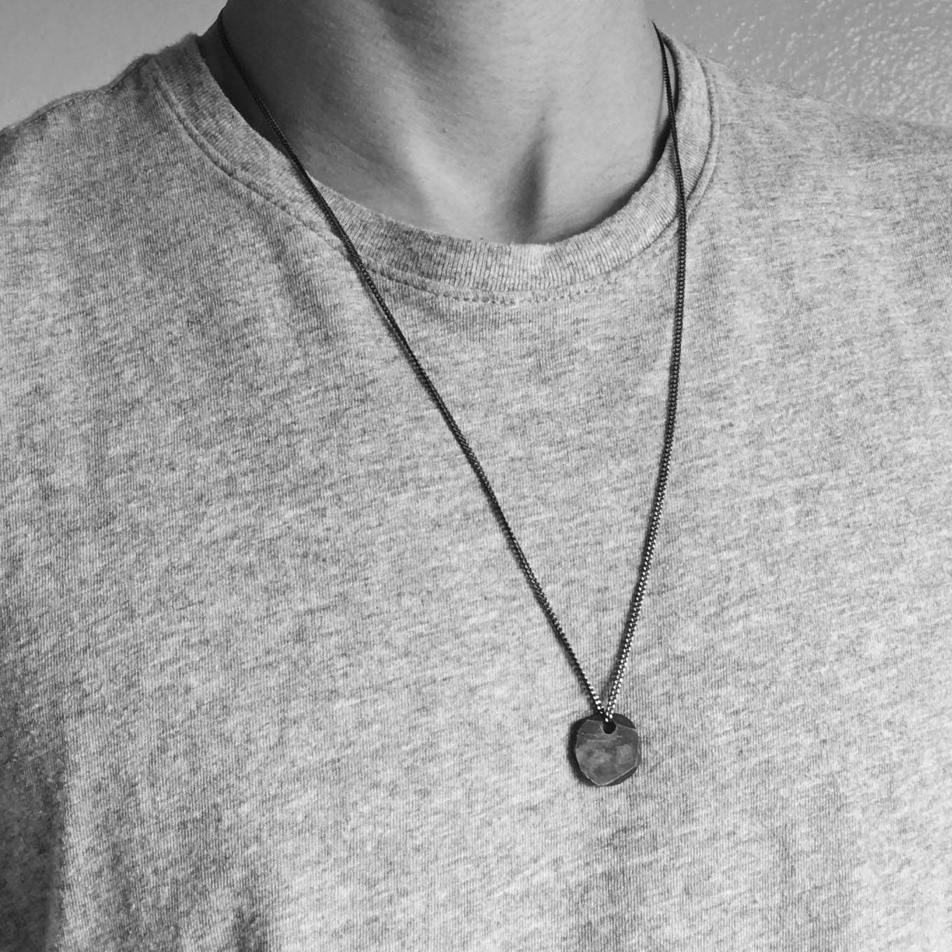 Mens Necklace Handmade Oxidized Silver 