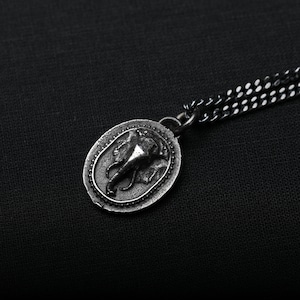 Men&#39;s Necklace Antique Indian Elephant Pendant Handmade in Sterling Silver for Him