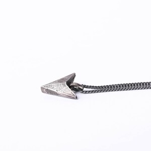 Mens Necklace Arrow Tip Charm Pendant in Sterling Silver 925 image 3