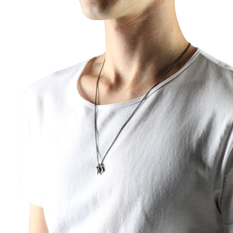 Mens Necklace Stacked Pendant Handmade in Sterling Silver Etsy