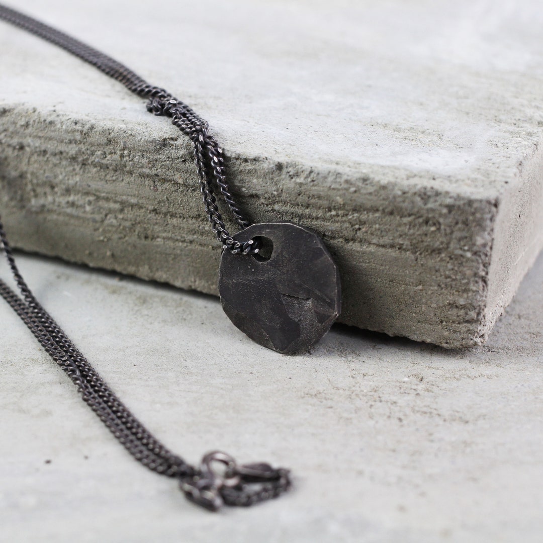 Mens Necklace and Pendant Oxidized Sterling Silver - Etsy