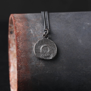 Men&#39;s Necklace Decayed Circle Pendant Handmade in Sterling Silver in Rustic Style