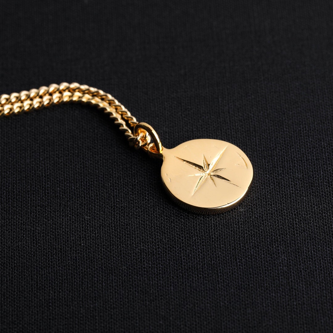 Mens Necklace Polished Compass Pendant for Men in 18K Gold Vermeil - Etsy