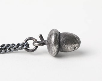 Men's Necklace Acorn Pendant Handmade in Sterling Silver