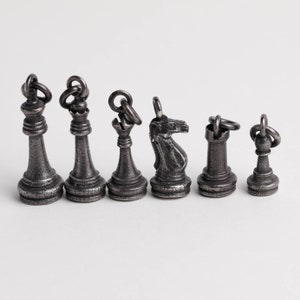 Men&#39;s Necklace Chess Piece Pendant Handmade in Sterling Silver for Him