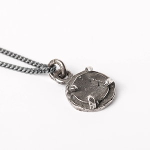 Mens Necklace Rustic Shield Pendant in Solid Sterling Silver