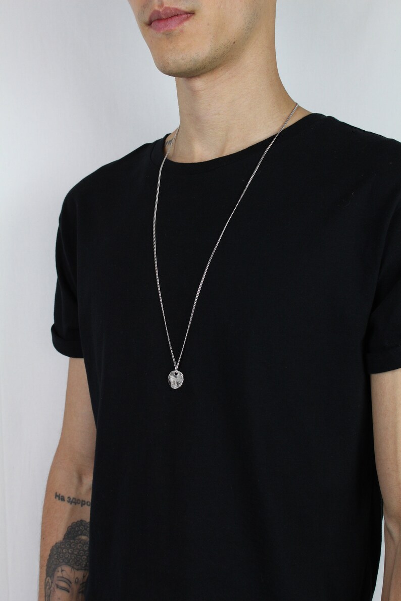 Rustic Sterling Silver Pendant Necklace For Men Etsy