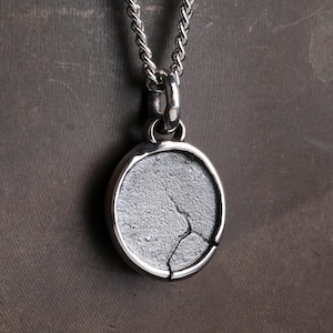 Mens Necklace Broken Frame Tag Pendant for Men in Sterling Silver