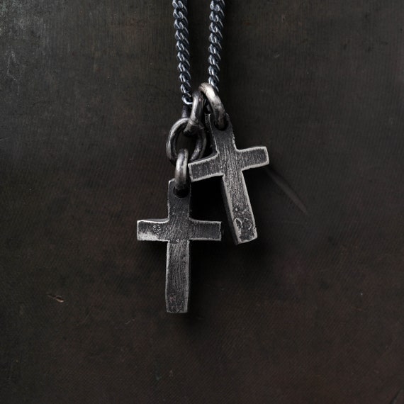 ネックレス・チョーカー BLENDOFF Double cross necklace silver 925 US Jewels Men's XL 925 Sterling Silver 2in Double Christian