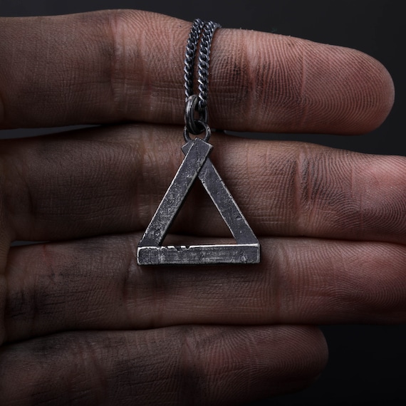 Collana da uomo con targhetta triangolare in argento sterling, regalo per lui - Italia