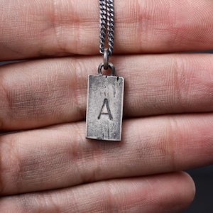 Mens Necklace Custom Initial Pendant in Sterling Silver