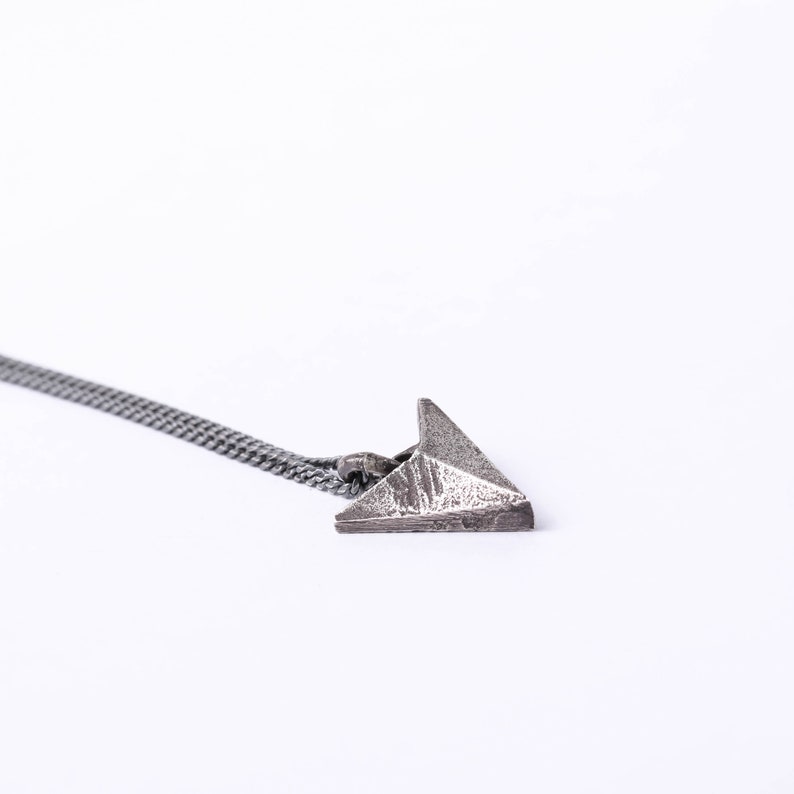 Mens Necklace Arrow Tip Charm Pendant in Sterling Silver 925 image 5