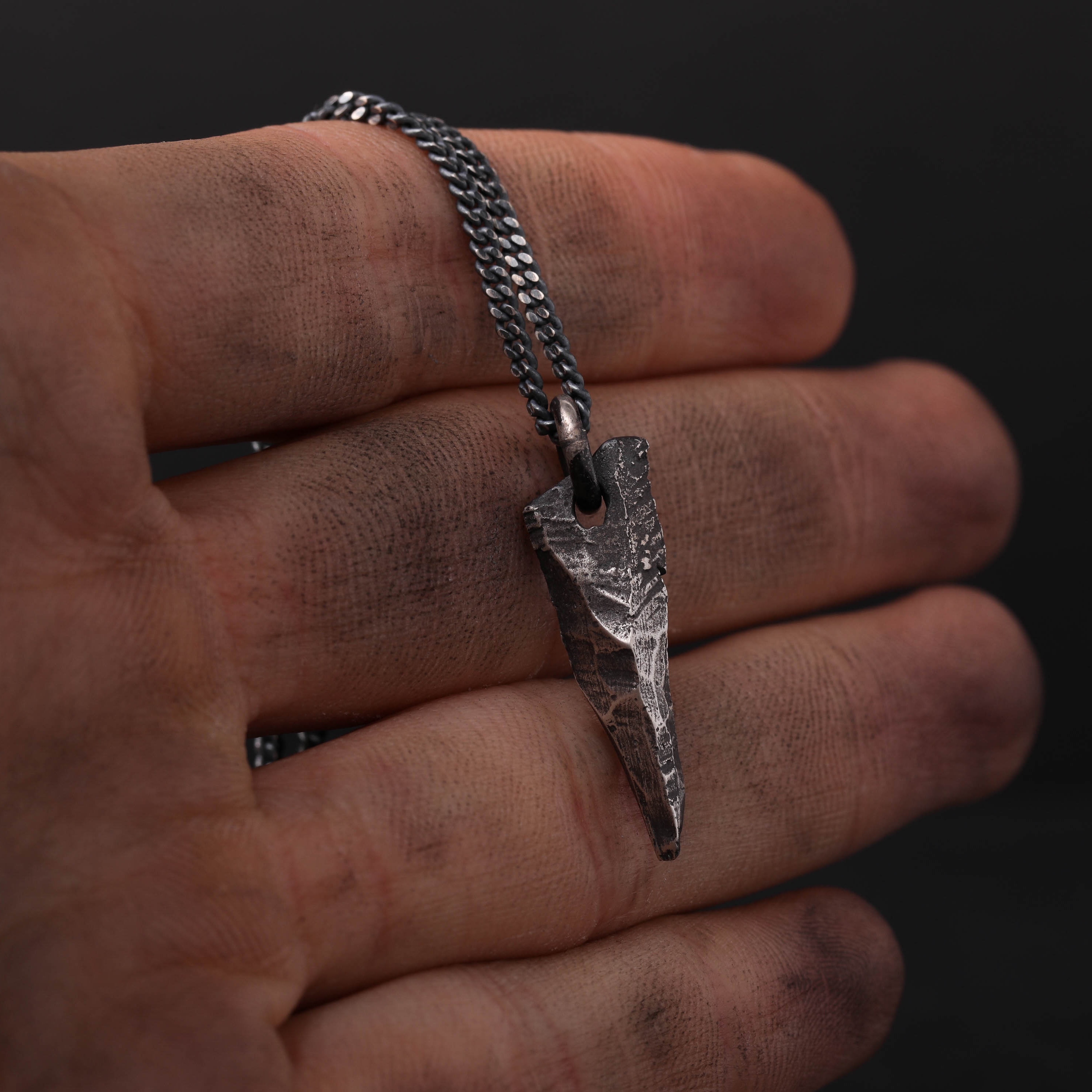 Mens Necklace Rustic Dark Pendant for Men in Sterling Silver Etsy UK