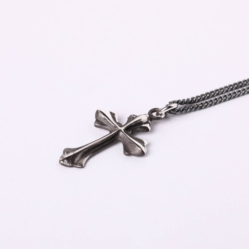 Mens Cross Necklace Pendant in Sterling Silver 925 Oxidized Etsy