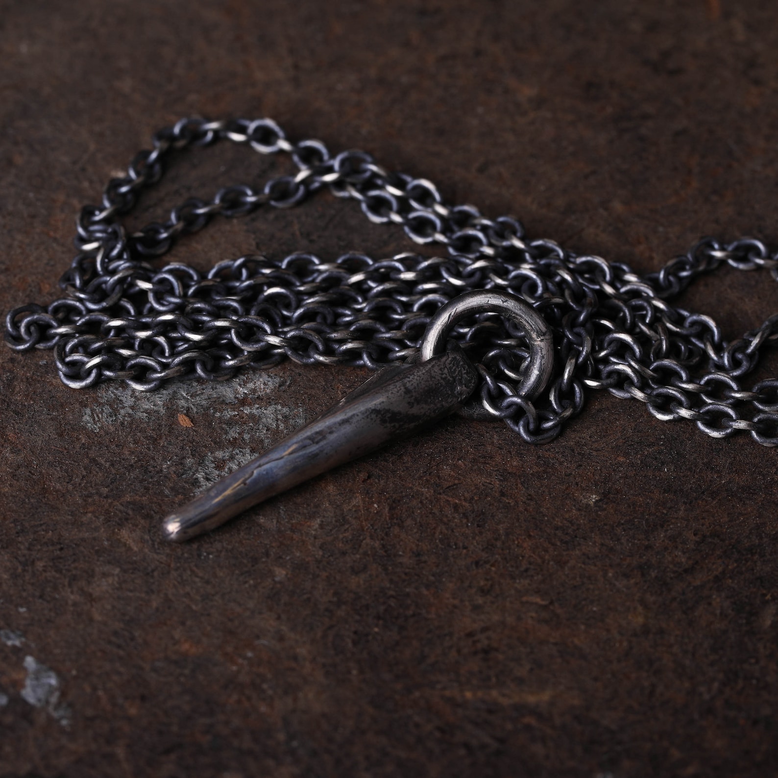 Men's Necklace Silver Spike Pendant Handmade in Sterling Etsy