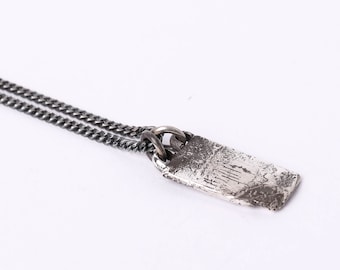 Man Necklace Tag Double Bail Pendant Handmade in Sterling Silver