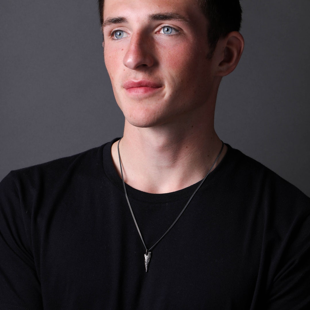 Mens Necklace Rustic Dark Pendant for Men in Sterling Silver Etsy