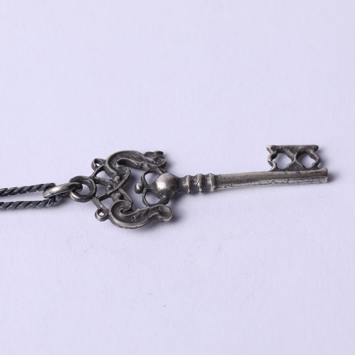 Mens Necklace Key Charm Pendant in Sterling Silver 925 Etsy