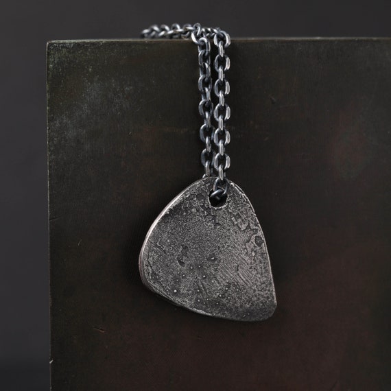 Men's Necklace Guitar Pick Pendant Handmade in Sterling Silver - Etsy