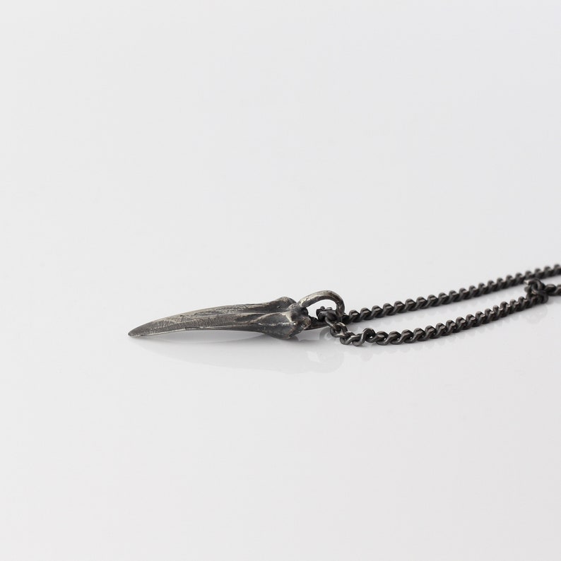 Unique Shark Tooth Pendant Necklace in Oxidized Sterling Silver