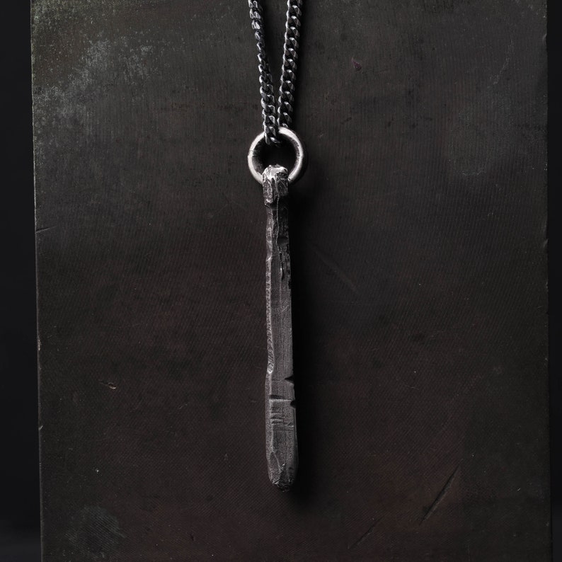 Mens Long Necklace Pendant in Sterling Silver 925 Etsy