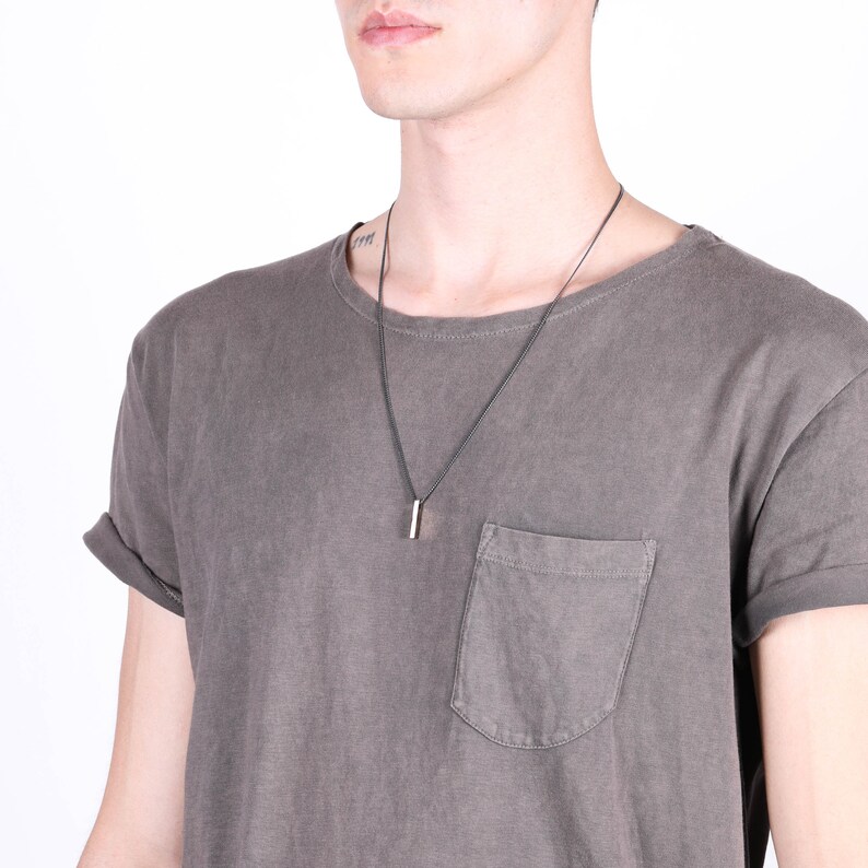 Mens Necklace Gold Bar Pendant in 14K Yellow Gold Etsy