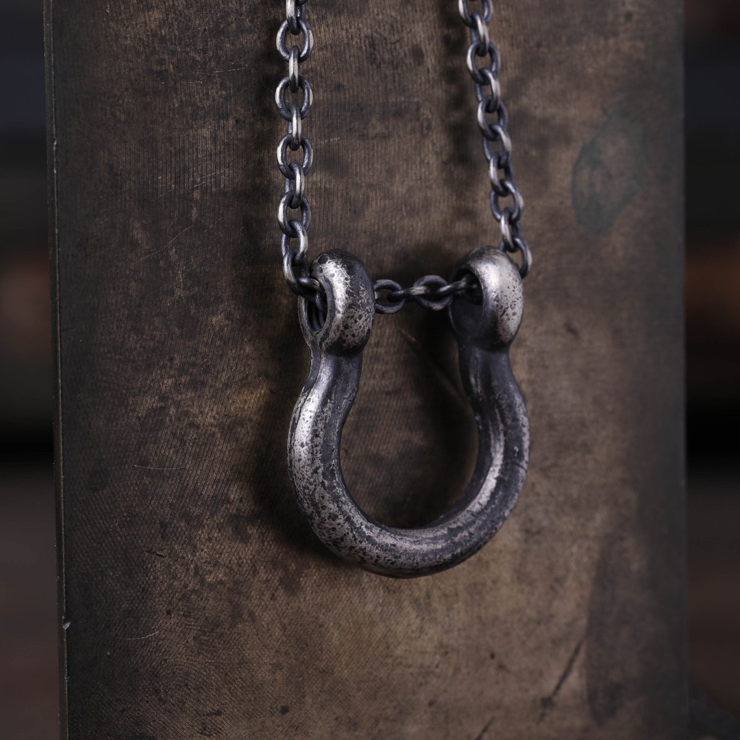 Men's Necklace Shackle Buckle Pendant Handmade in Sterling Etsy