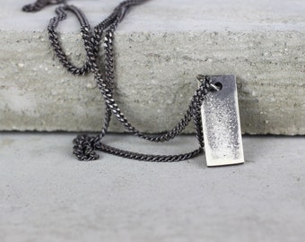 Mens Necklace Unique Handmade Pendant in Oxidized Sterling Silver Gift for Him with Free Shipping