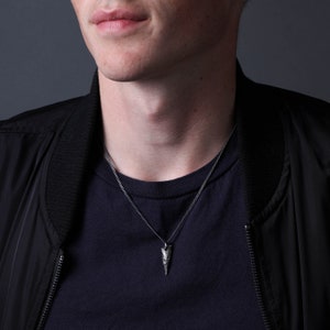 Mens Necklace Rustic Dark Pendant for Men in Sterling Silver image 8