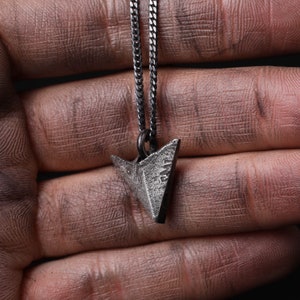 Mens Necklace Arrow Tip Charm Pendant in Sterling Silver 925 image 4