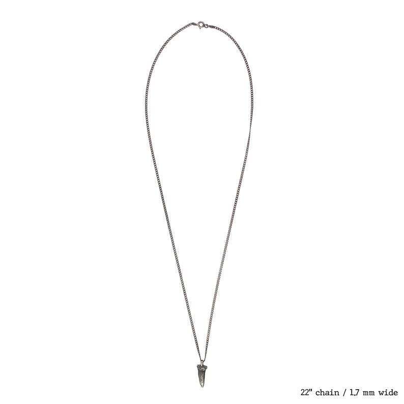 Unique Shark Tooth Pendant Necklace in Oxidized Sterling Silver