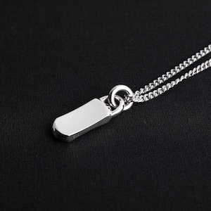 Mens Necklace Long Tag Pendant for Men in Sterling Silver