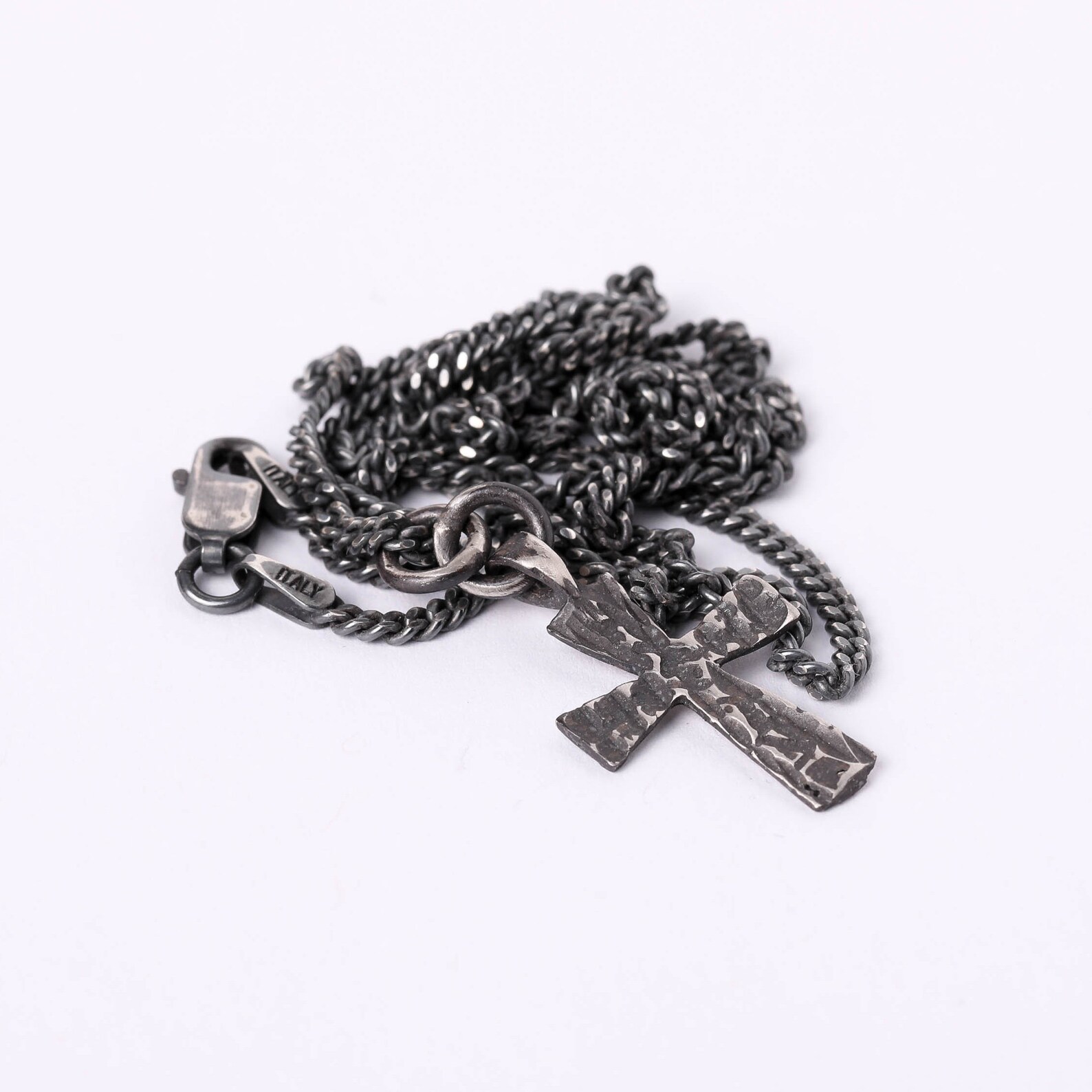 Mens Necklace Small Cross Charm Pendant in Sterling Silver 925 Etsy