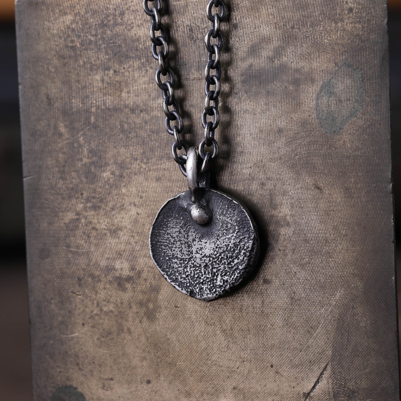 Men's Necklace Round Medal Pendant Handmade in Sterling | Etsy