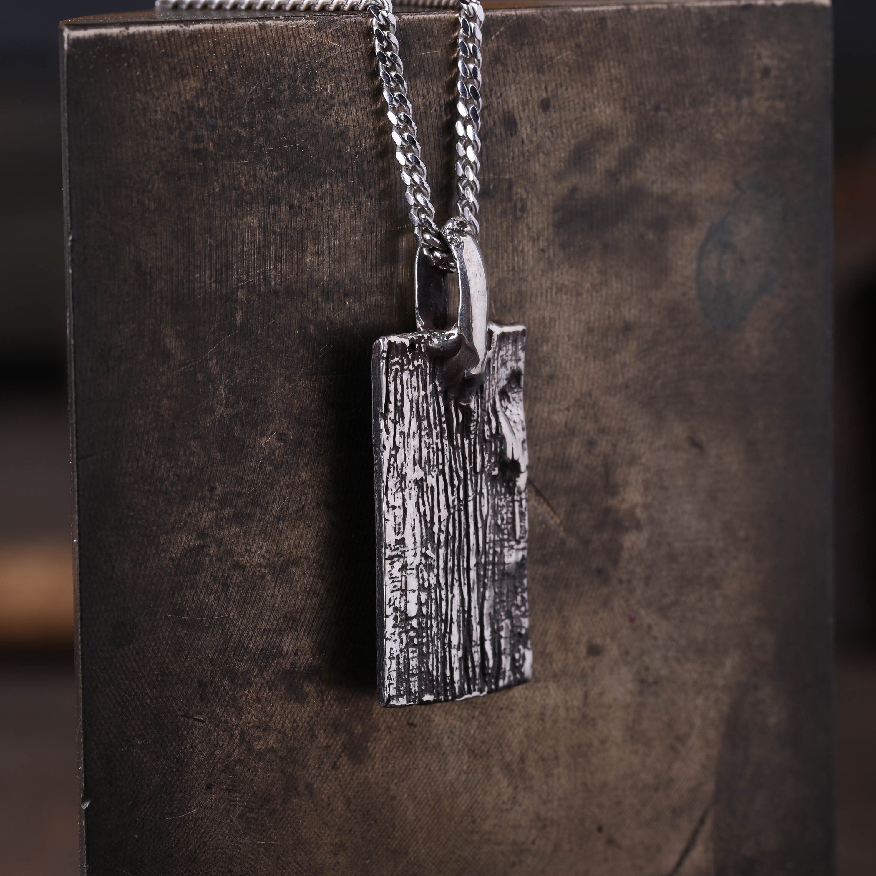 Mens Necklace Tree Print Pendant Handmade in Sterling Silver Etsy