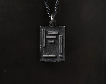 Herren Halskette Mid Century inspiriert Anhänger handgefertigt in Sterling Silber
