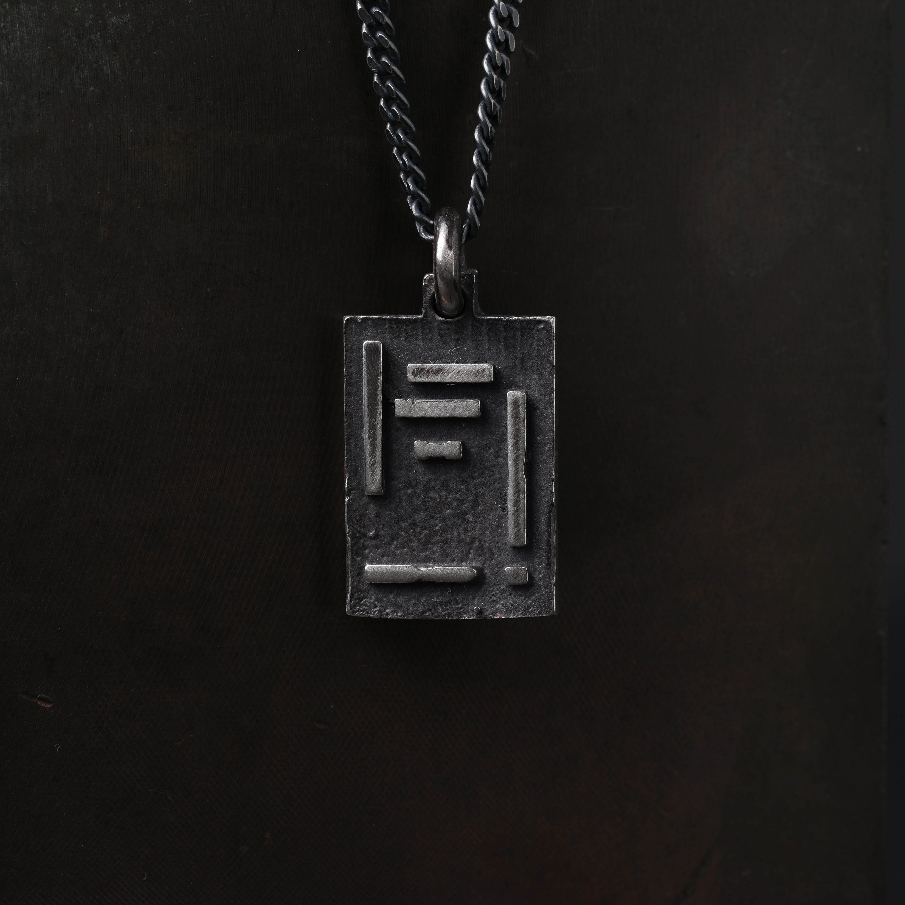 Men's Necklace Mid Century Inspired Pendant Handmade in Sterling Silver