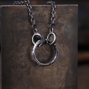 Man Necklace Eternity Pendant Handmade in Sterling Silver