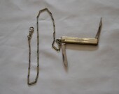 Gold Filled and Silver Pocket Knife and Chain for watch