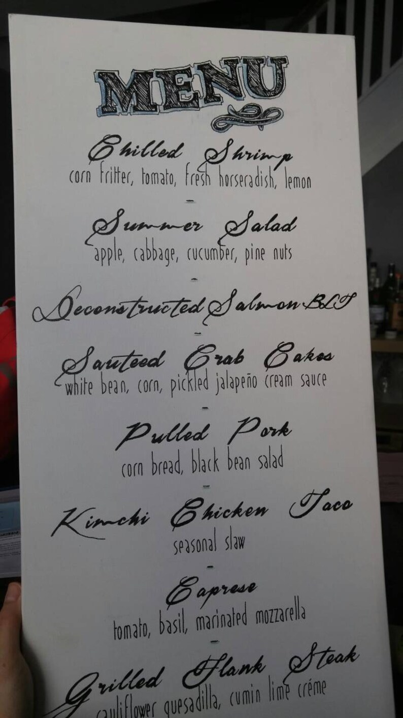 Custom Canvas Menu Etsy