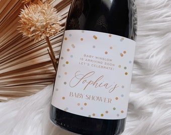 Modern Baby Shower Champagne, Prosecco or Wine Label | Baby Shower Favor | Full Size or Splits | Baby Shower Decor