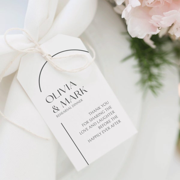 Minimalist Rehearsal Dinner Thank You Tag | Napkin Tag | Wedding Thank You Tag | Printed Tags