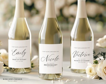 Bridesmaid Proposal Champagne Labels: Maid of Honor, Wine, Prosecco - Printed Labels