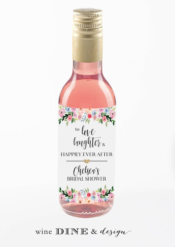 Mini Wine Bottle Labels Bridal Shower Favor Etsy