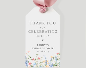 Personalized Spring Floral Thank You Tag: Bridal Shower Favor