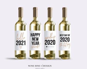 New Years Wine and Champagne Labels | Set of 8 New Years Labels | Instant Download | Printable Labels