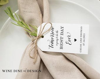 Personalized Rehearsal Dinner Favor Tag,  Napkin Ties Table Decor Tag
